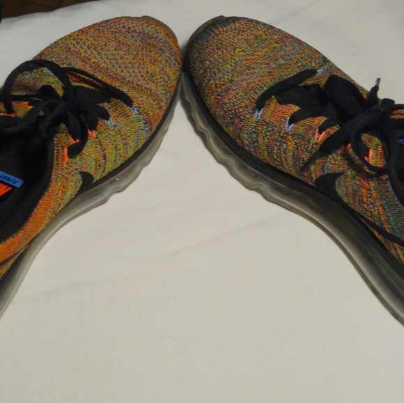 Nike Flyknit Air Max Multi-Color Chalk Blue Hyper Orange Women's Size 8.5 - Picture 8 of 8